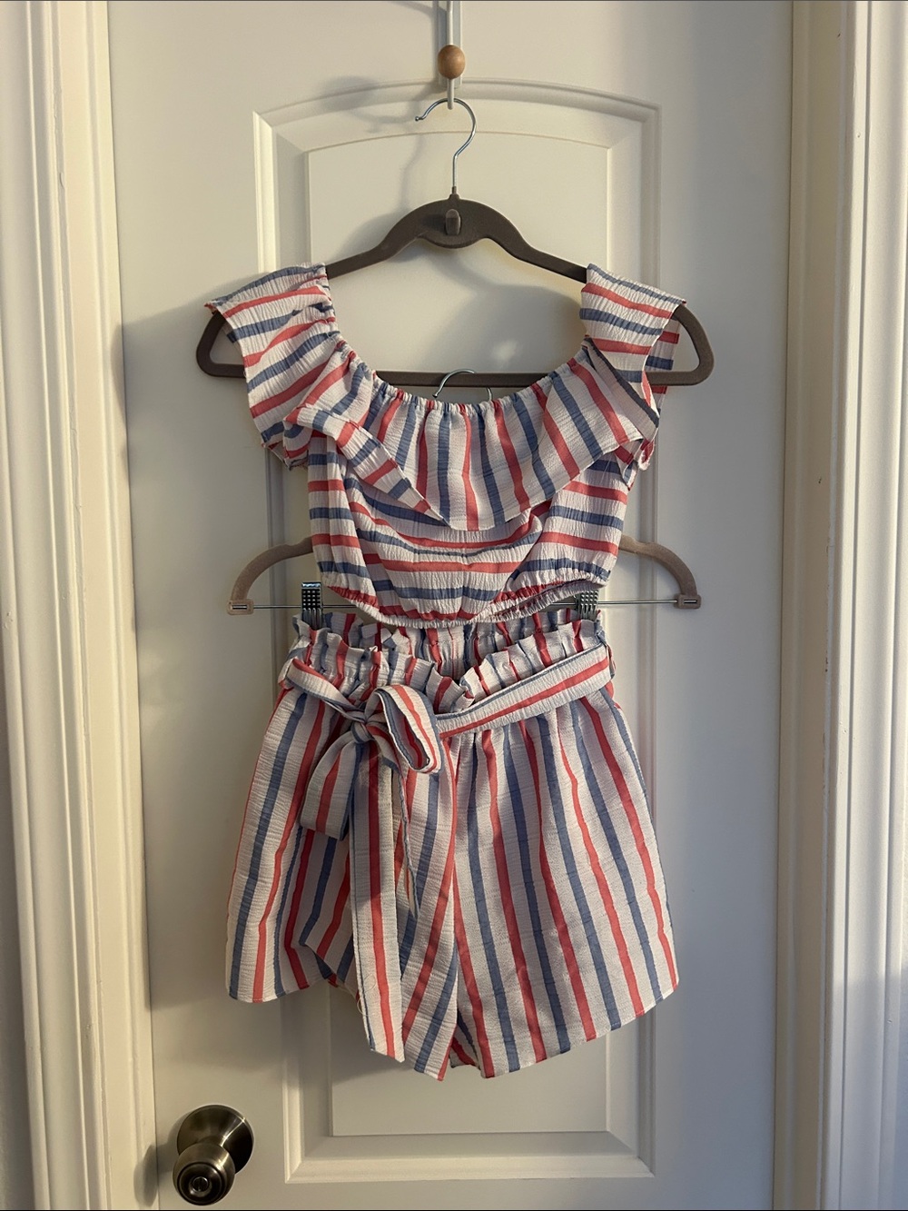 Red, White & Blue Crop Top & Shorts Summer Set (SW1)